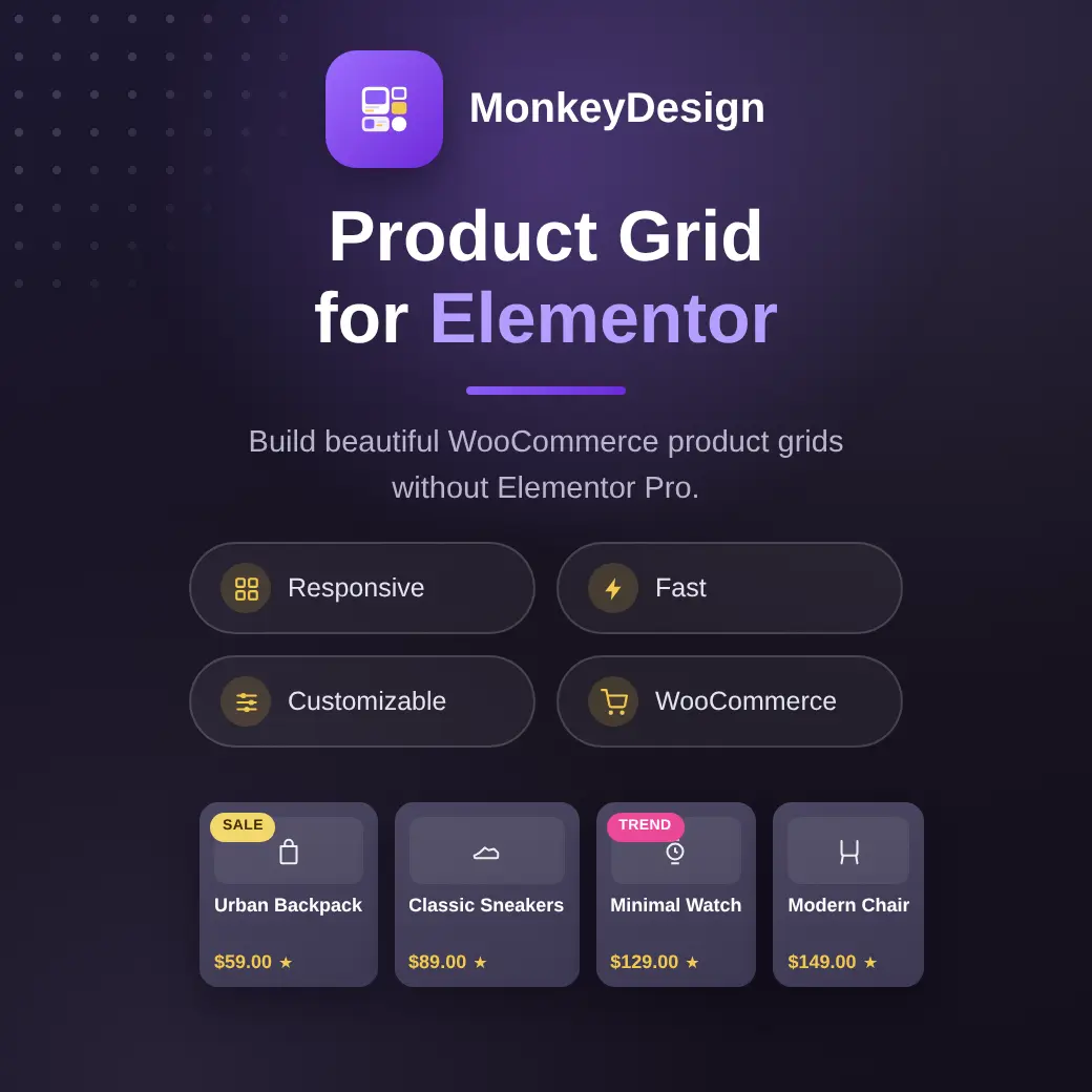 MonkeyDesign Product Grid for Elementor